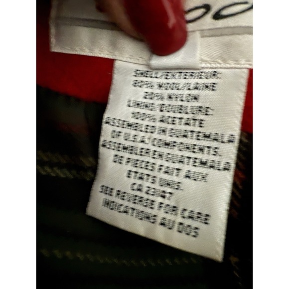 Talbots‎ Women Pea Coat 10 Red Double Breasted Wool Blend Tartan Lining - Picture 10 of 11